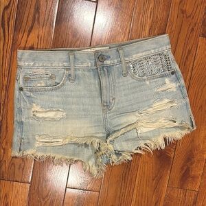 Distressed Denim Shorts with rhinestones